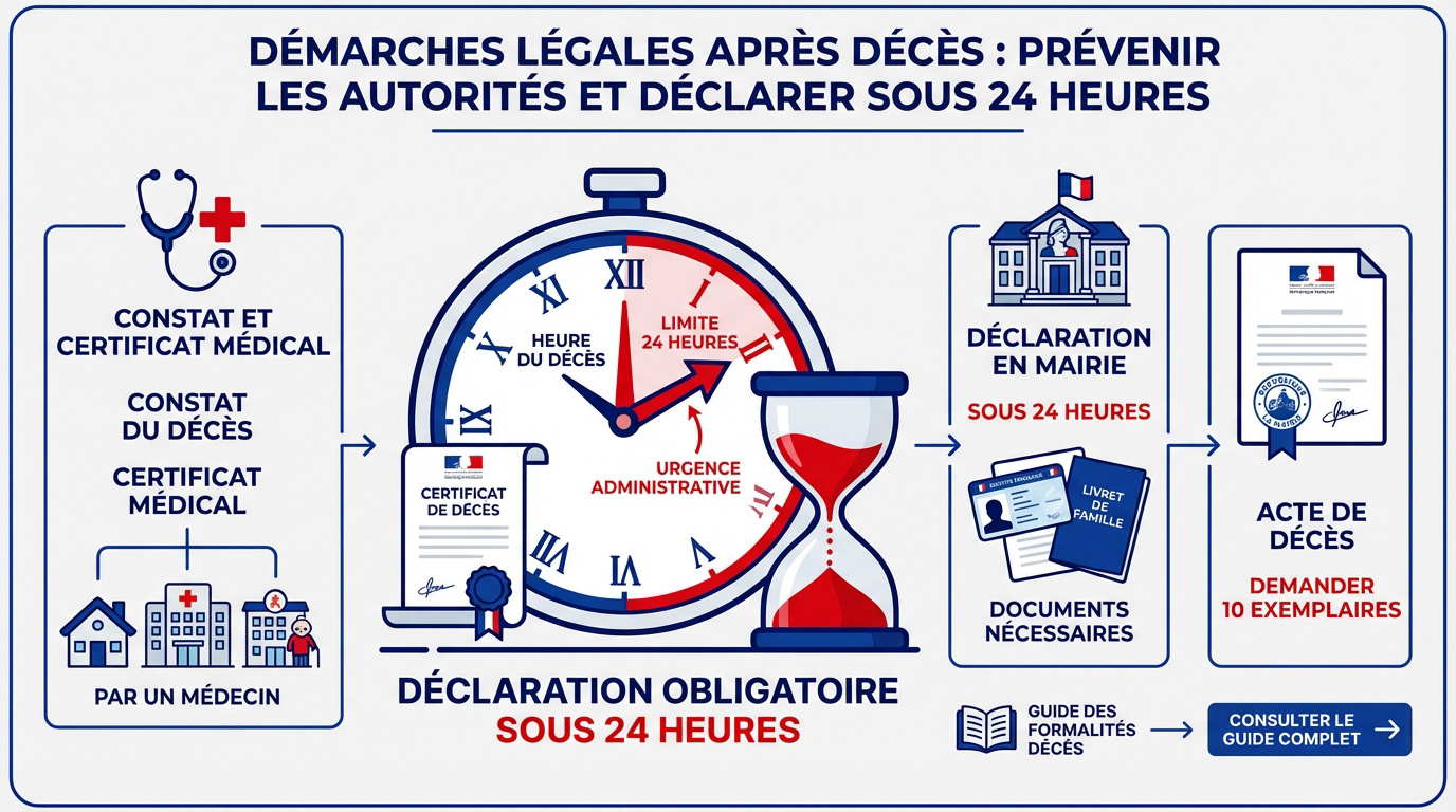 Déclaration de décès en mairie avec documents administratifs