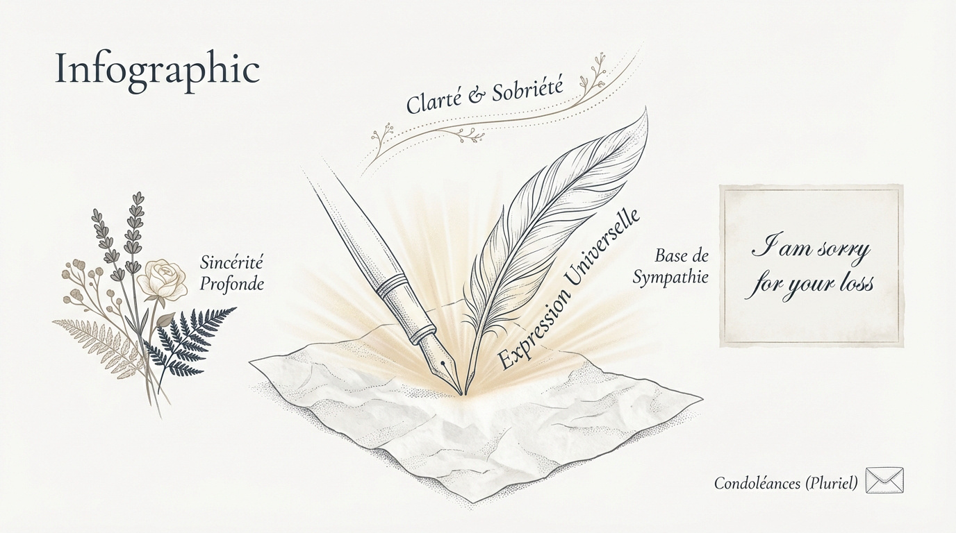 Infographie présentant les formules de condoléances et de sympathie en anglais
