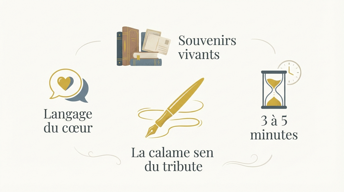 Infographie sur la structure et la durée d'un discours d'hommage funéraire